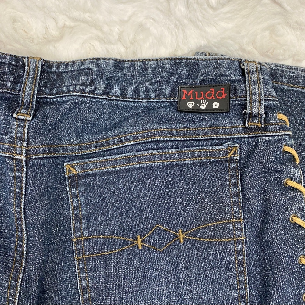 Mudd Yo! Lace up denim flare jeans full lace y2k in perfect condition Sz 9 - Picture 6 of 10